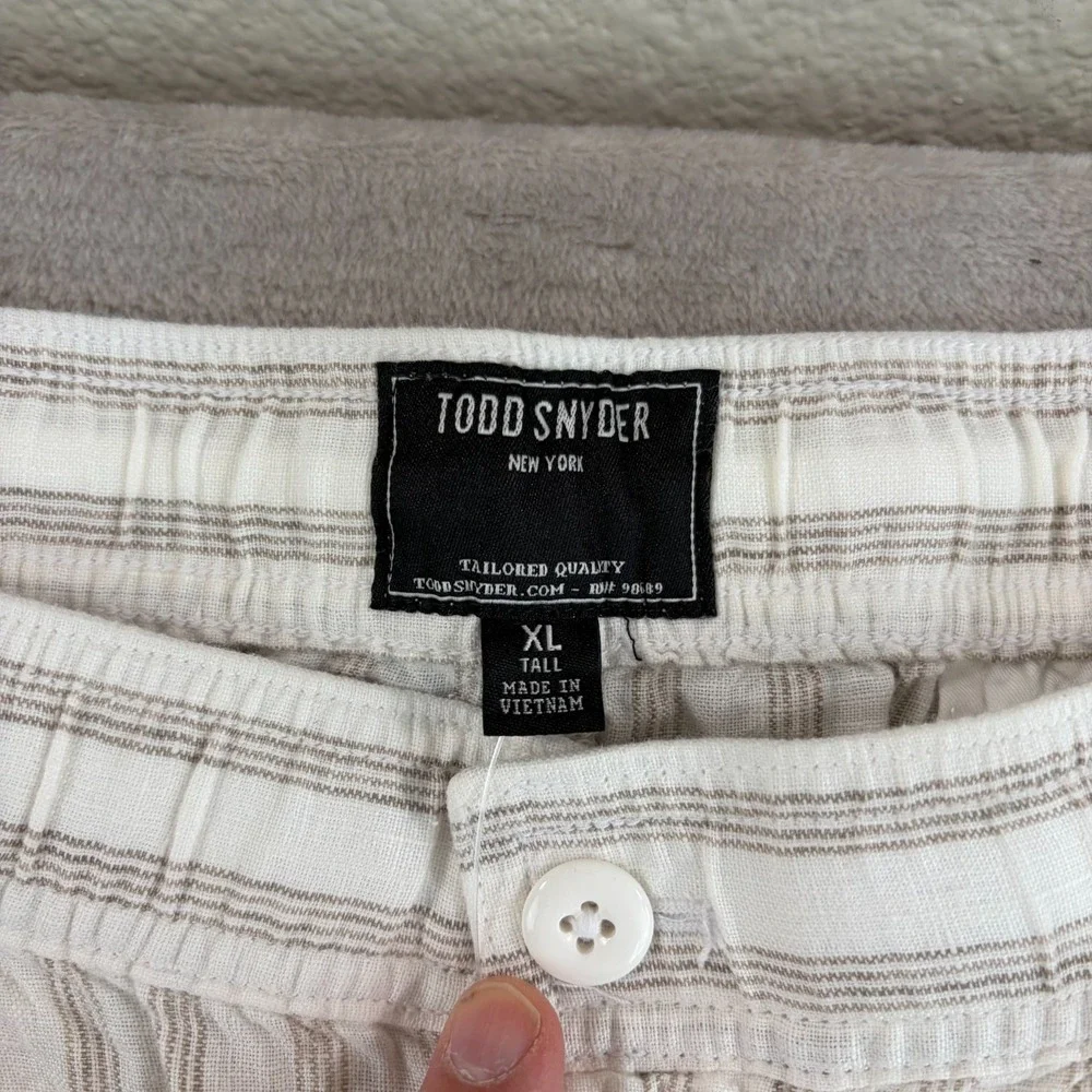 TODD SNYDER Relaxed 100% Linen Leisure‎ Pants in White Striped Pleated NWT $198